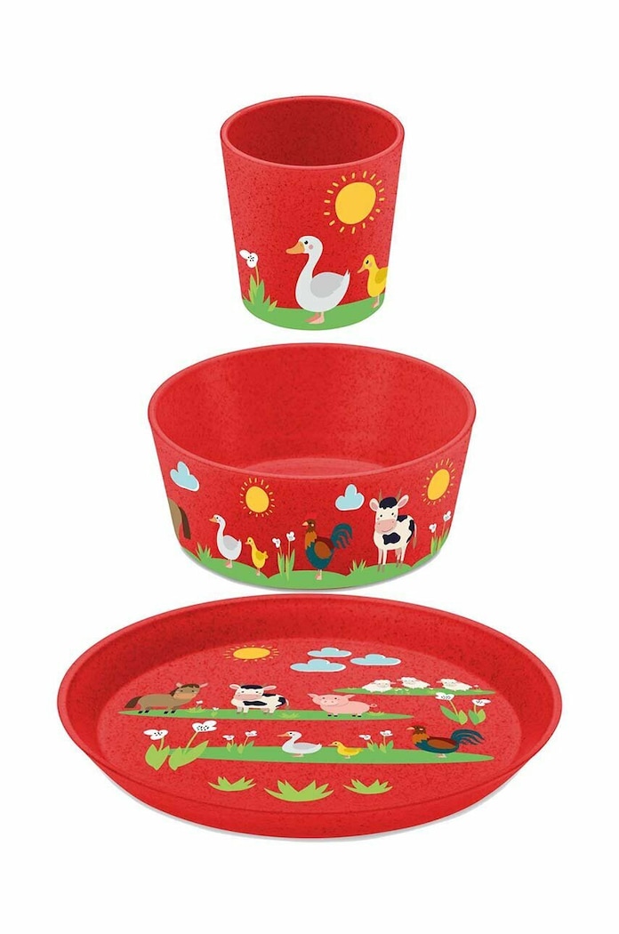 Sada pro dítě: talíř, miska, hrnek Koziol 3-pack červená 1430676