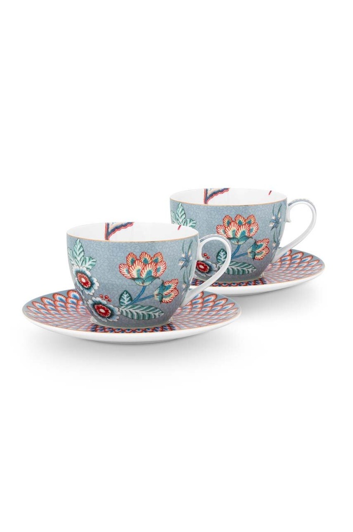 Pip Studio set de cești și farfurioare Flower Festival 280 ml 2-pack multicolor 51.004.139