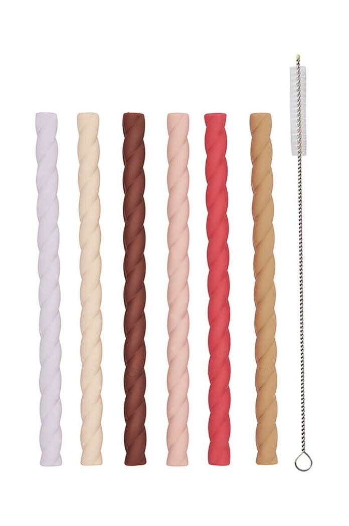 OYOY zestaw słomek ze szczoteczką Mellow Silicone 6-pack multicolor M107285