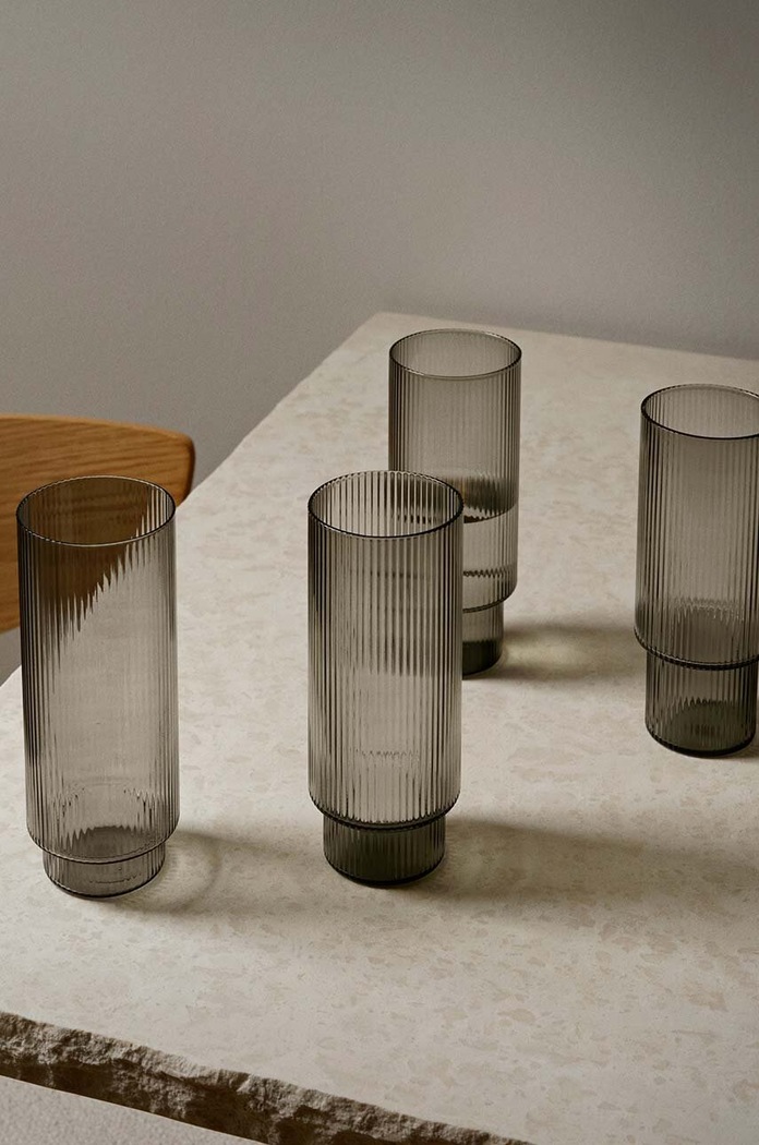 Σετ ποτηριών για ποτά ferm LIVING Ripple 300 ml 4-pack 100128112 γκρί AA00