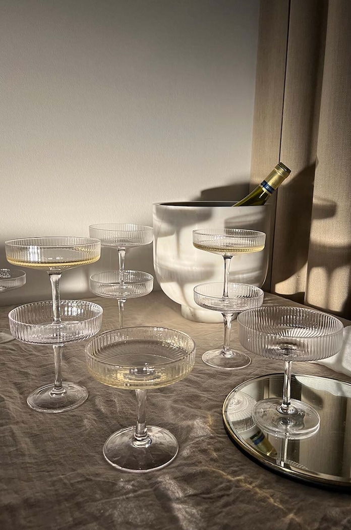 Pohár na šampanské ferm LIVING Ripple Champagne 150 ml 2-pak 5444 priesvitná AA00