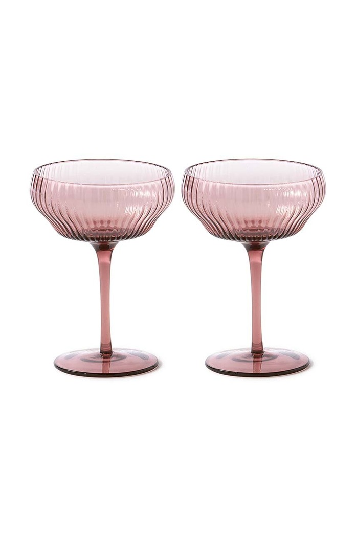 Komplet kozarcev za vino Pols Potten Pum Coupe Glasses 250 ml 2-pack 140.230.152 roza AA00