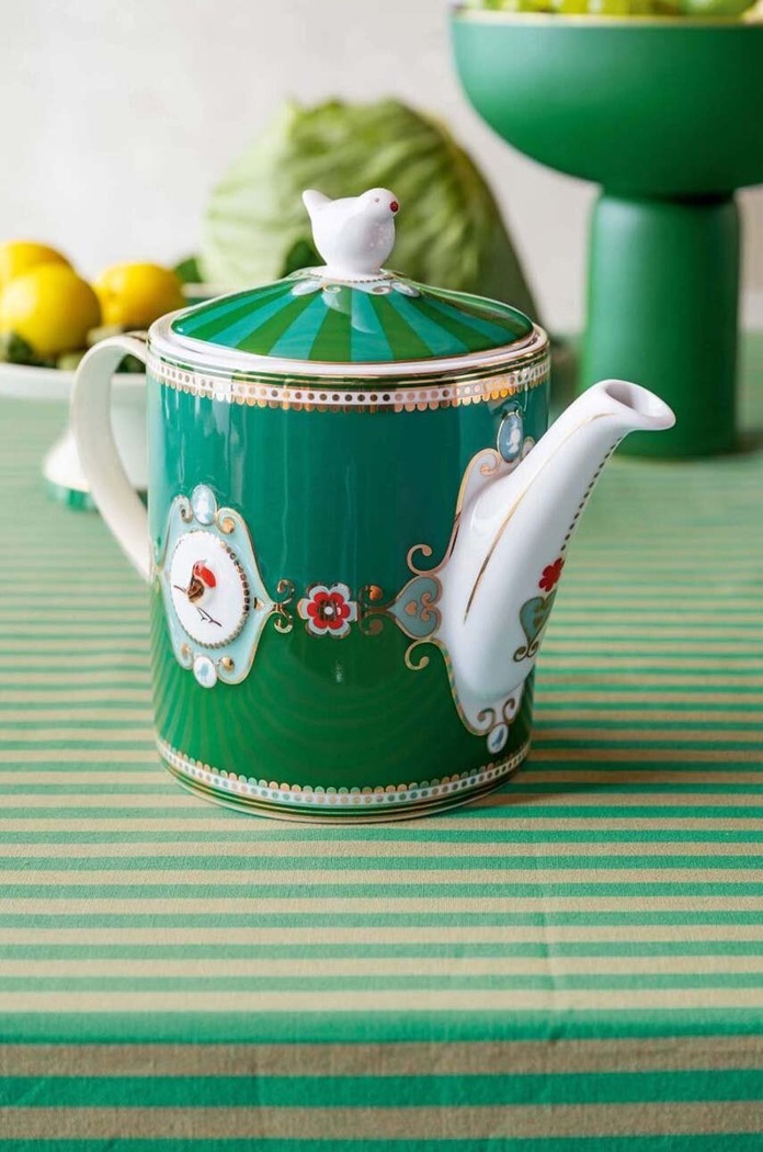 Bucătărie și bar Pip Studio Ceainic Love Birds Medallion 1,3 L 51005079 verde