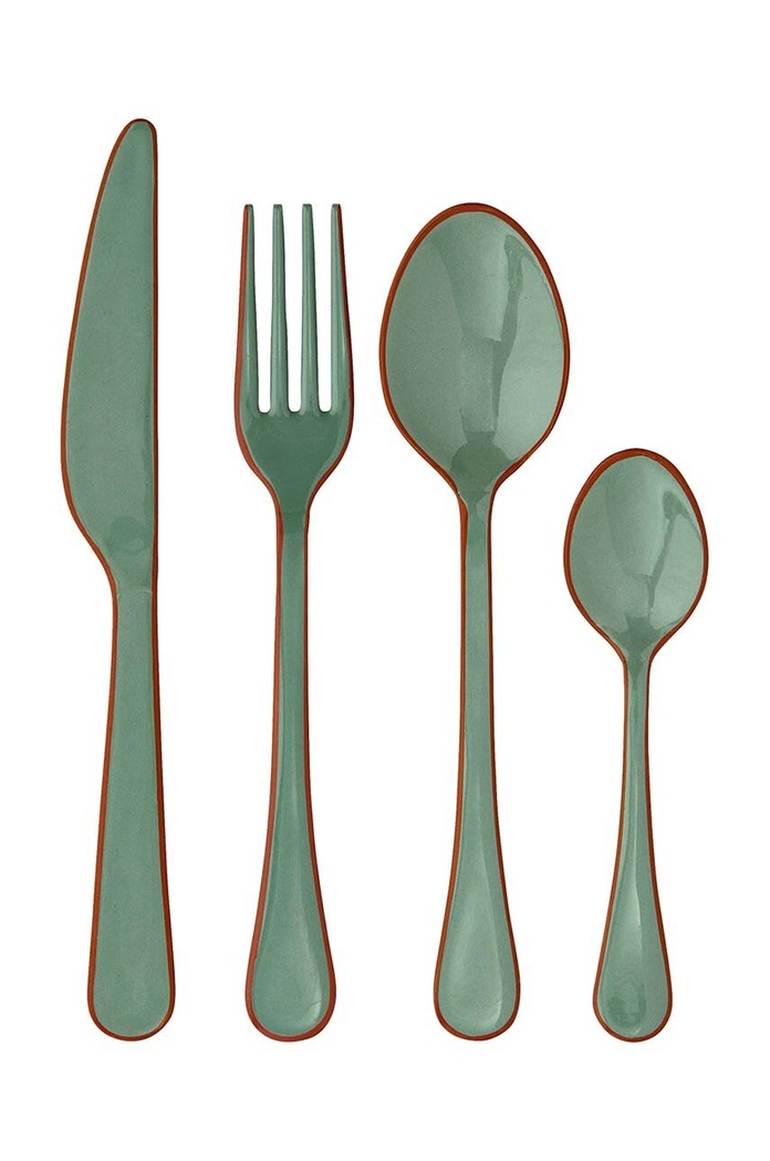 Madam Stoltz set de tacamuri Enamel Cutlery 4-pack verde 29089.B