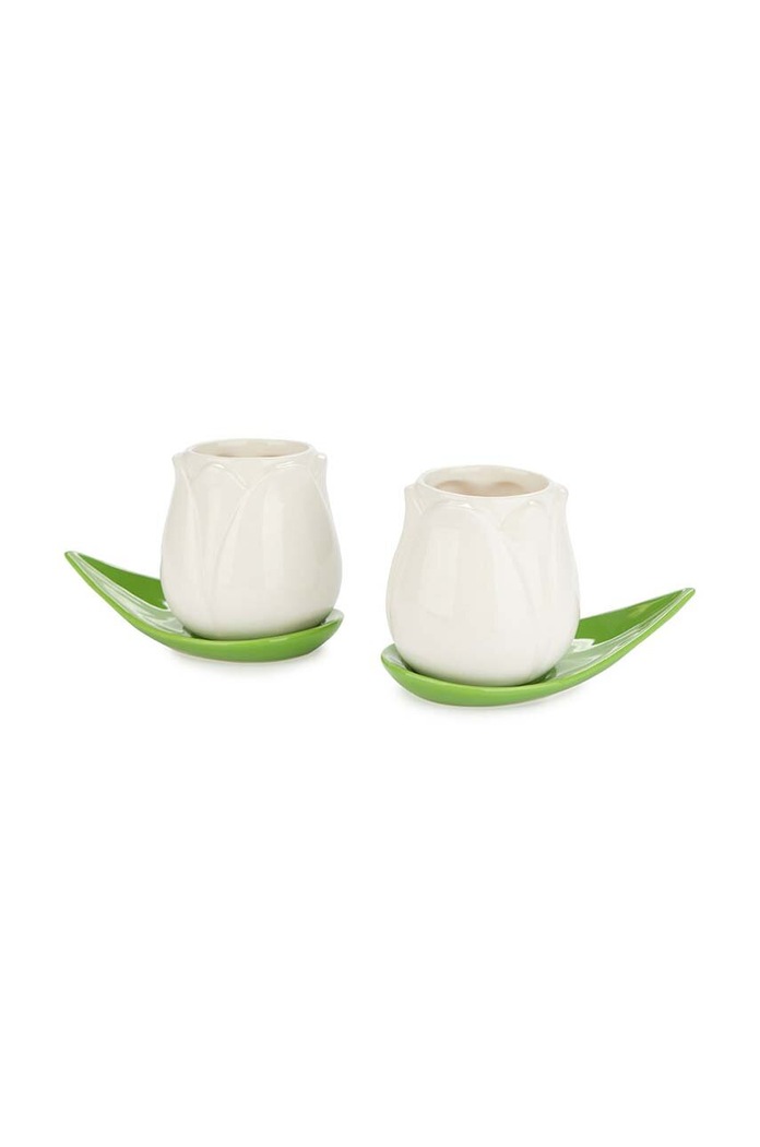 Sada šálků a podšálků Balvi Tulip 100 ml 2-pack bílá 27860