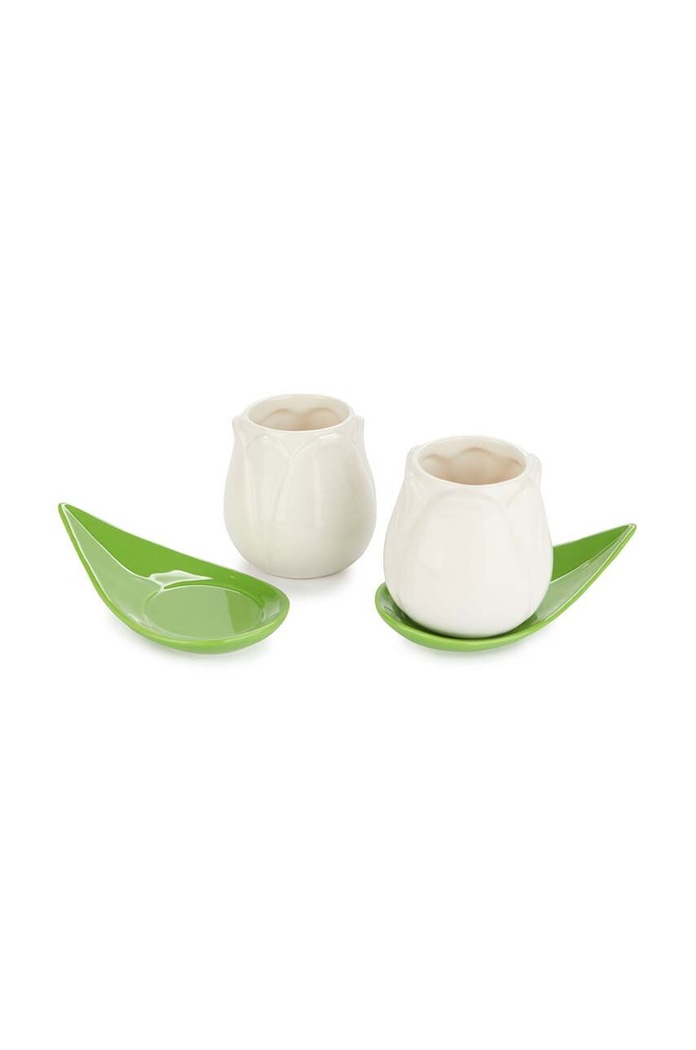 Sada šálků a podšálků Balvi Tulip 100 ml 2-pack 27860 bílá AA00