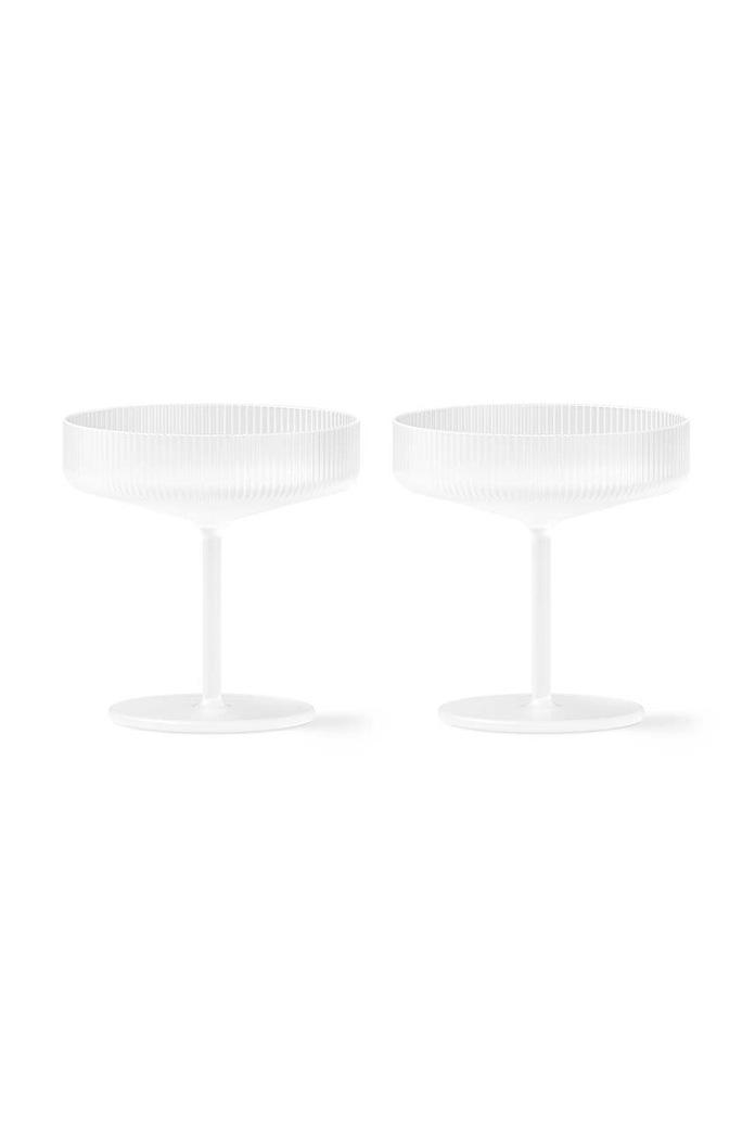 Набір келихів для шампанського ferm LIVING Ripple Champagne Saucers 150 ml 2-pack білий 1104269321