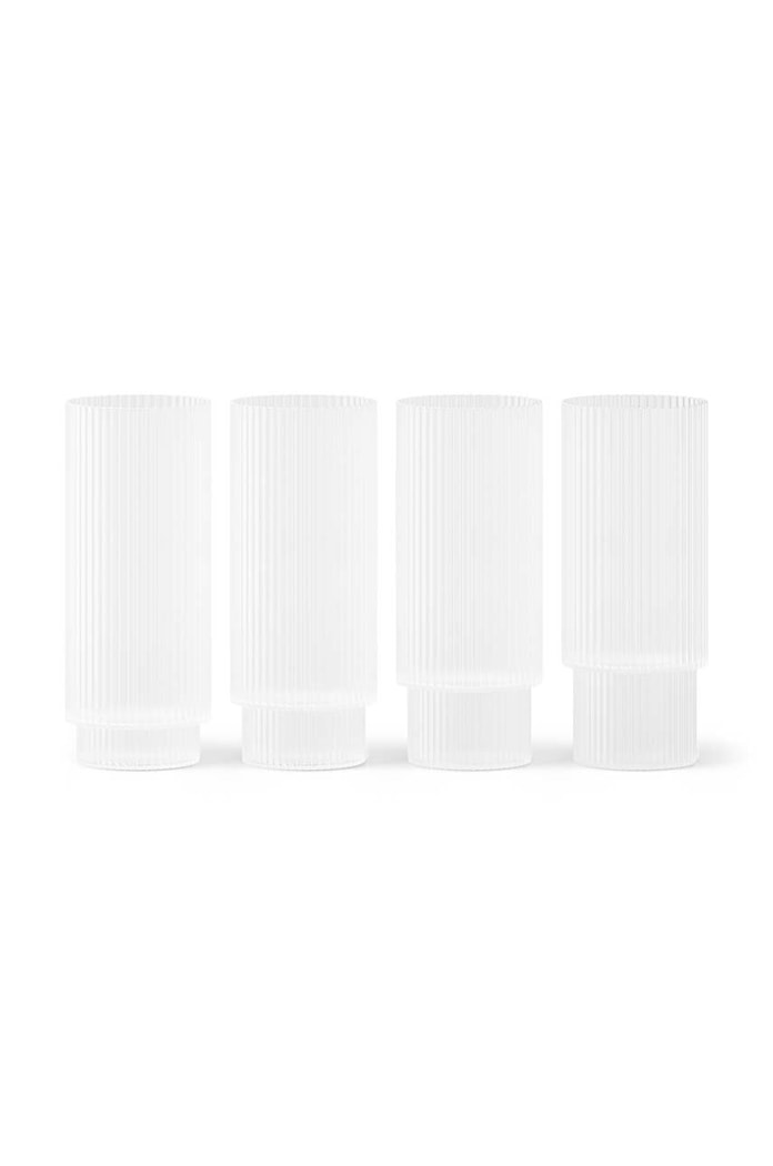 Sada pohárov na nápoje ferm LIVING Ripple 300 ml 4-pak biela 1104269323