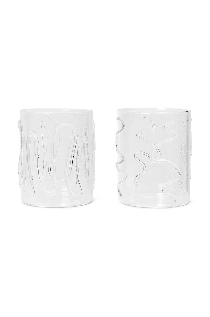 Sada pohárov ferm LIVING Doodle Glasses 350 ml 2-pak priesvitná 1104267321