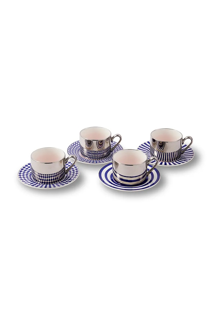 Pols Potten set de cești cu farfurioare pentru 4 persoane Aunty 200 ml multicolor 230.400.629