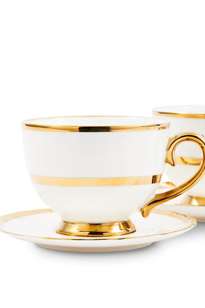 Konyha és bár Pols Potten 2 személye csésze és csészealj készlet Golden Finds 500 ml 230.400.632 fehér