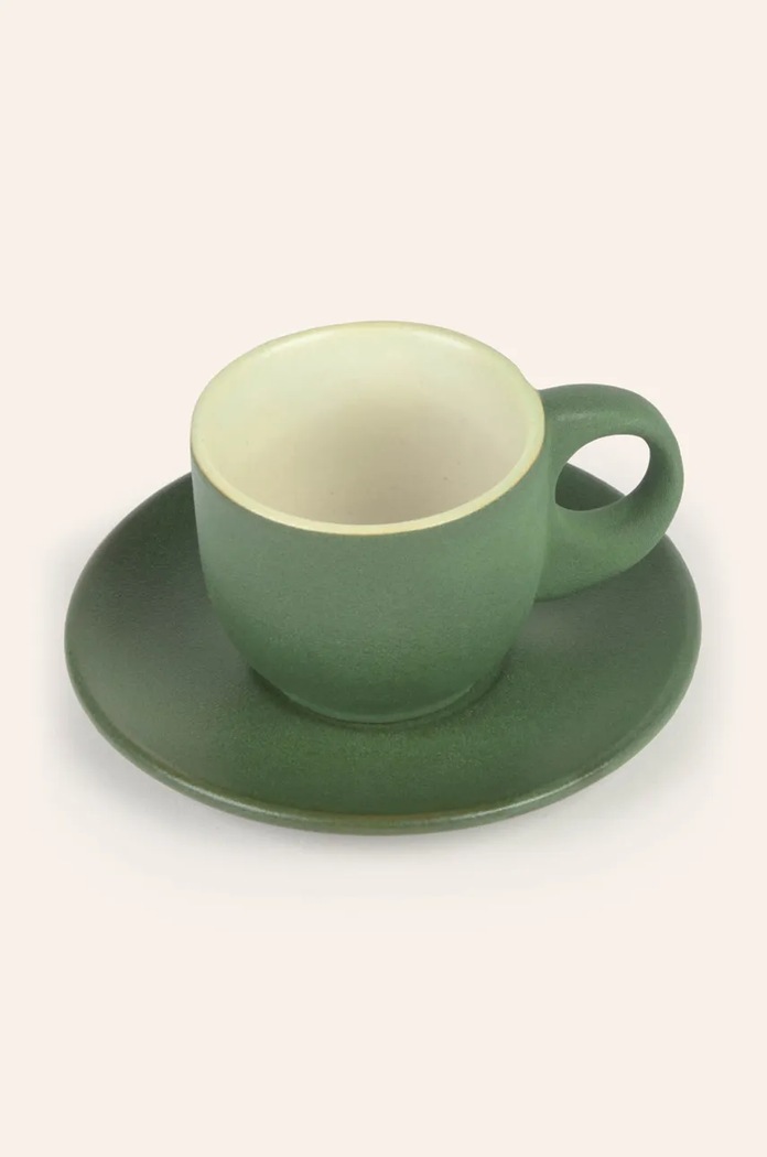 Σετ φλιτζάνια και πιατάκια Calma House Matcha 2-pack MATCHA.CUP.VER πράσινο AA00