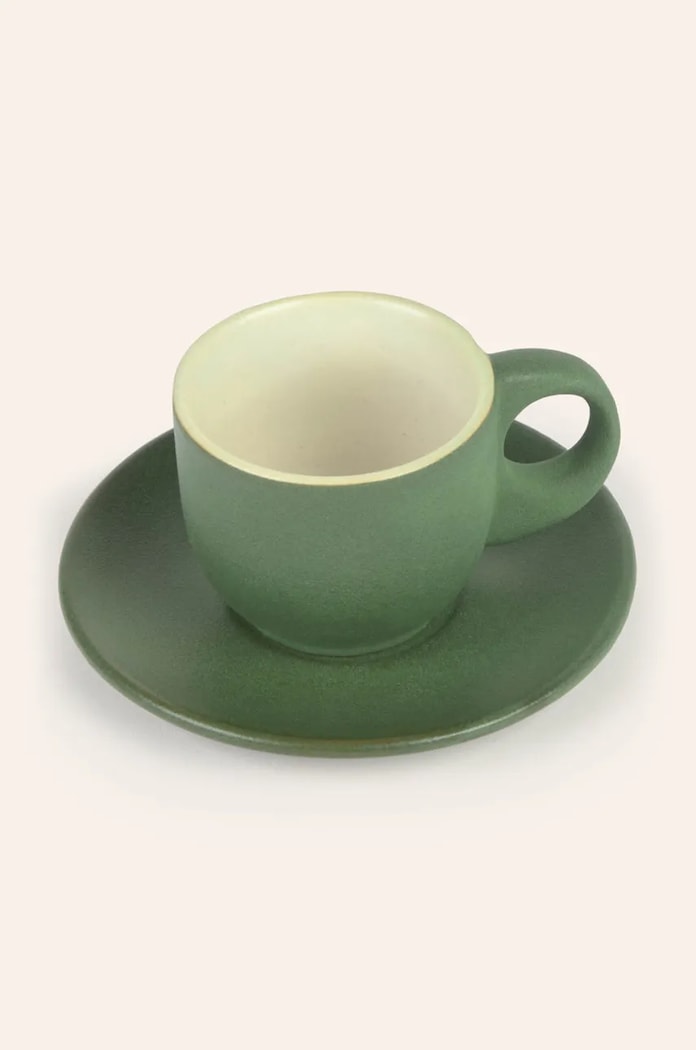 Σετ φλιτζάνια και πιατάκια Calma House Matcha 2-pack MATCHA.CUP.VER πράσινο AA00