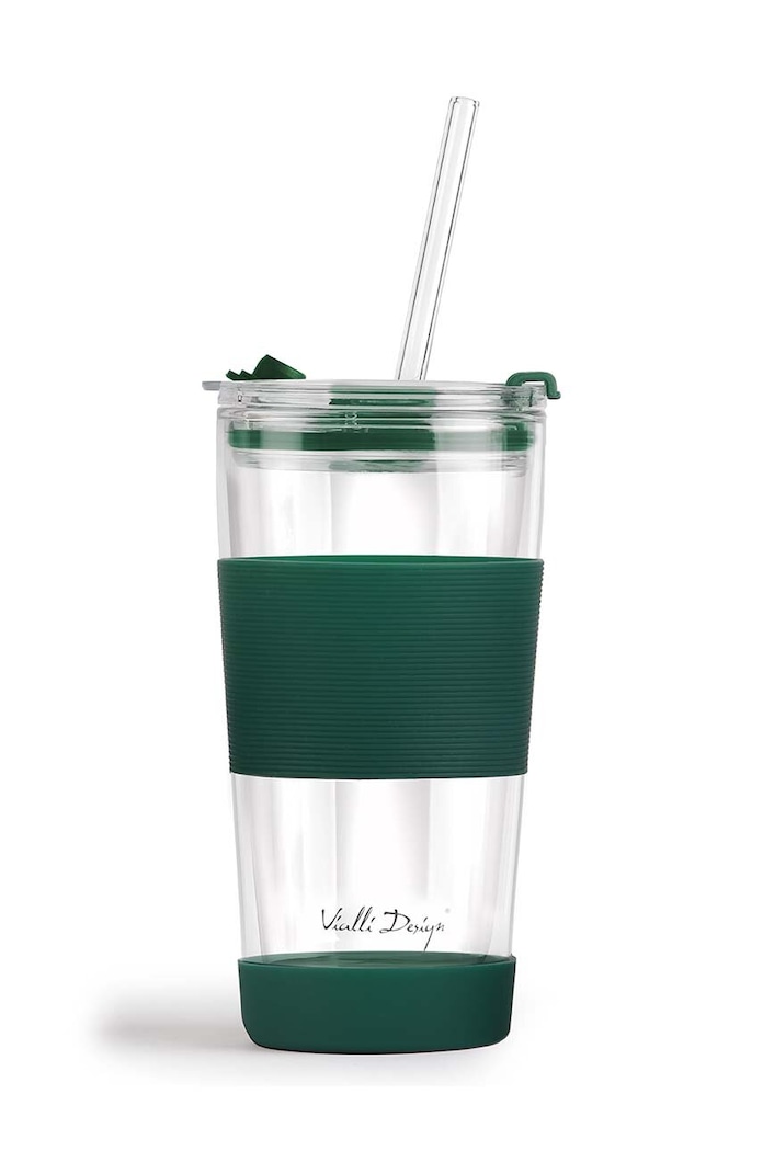 Ισοθερμική κούπα με καλαμάκι Vialli Design Fuori 600 ml πράσινο 30398.