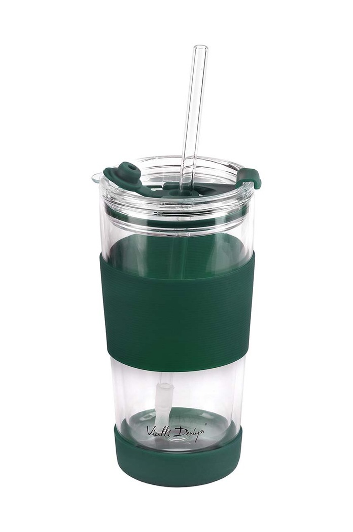Αξεσουάρ Ισοθερμική κούπα με καλαμάκι Vialli Design Fuori 600 ml 30398. πράσινο