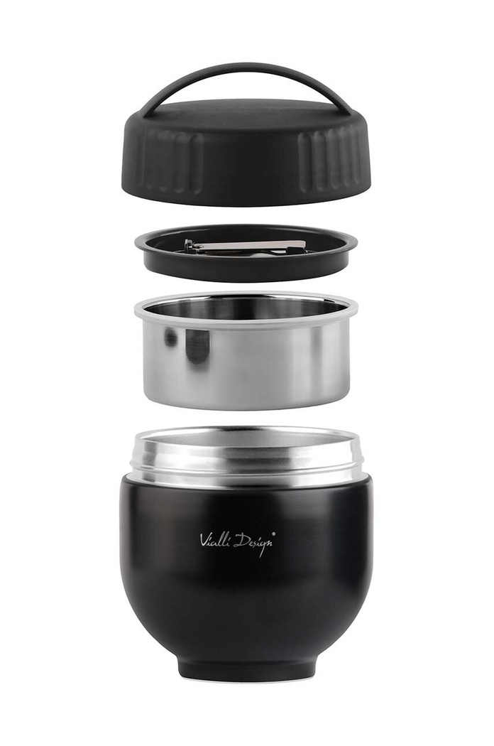 Θερμός με δοχείο και κουτάλι Vialli Design Fuori 680 ml 30299. μαύρο AA00