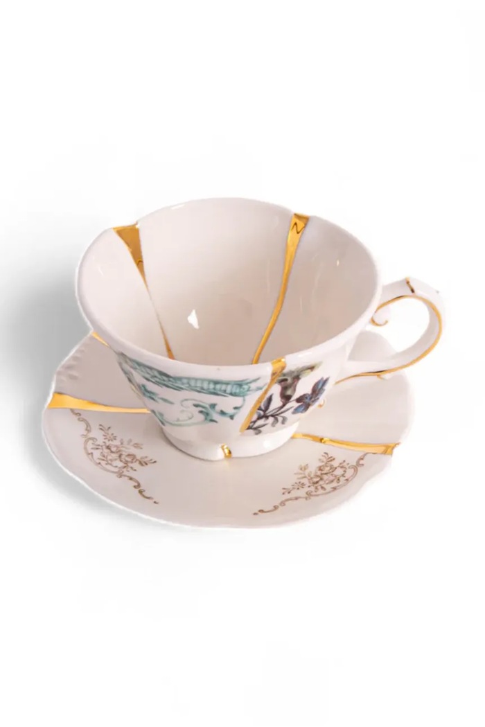 Seletti cup with saucer Kintsugi 200 ml multicolor 09649