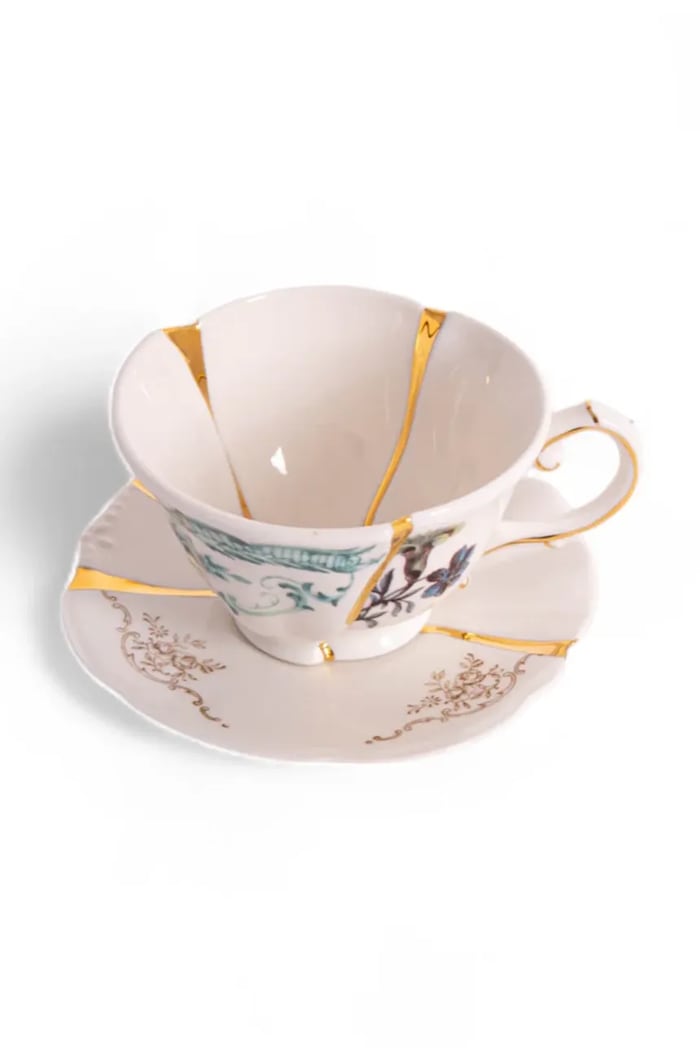 Seletti cup with saucer Kintsugi 200 ml multicolor 09649