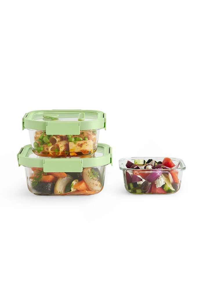 Kuhinja in bar Komplet posod za shranjevanje s pokrovi Lekue 1100 / 800 / 520 ml 3-pack 884047 zelena
