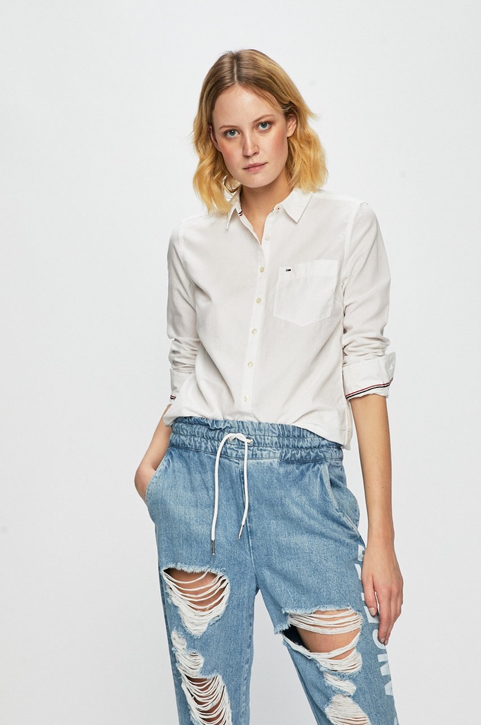Tommy Jeans - Camasa lung alb DW0DW04433