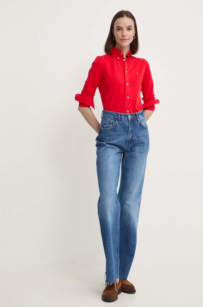 Polo Ralph Lauren πουκάμισο oxford γυναικείο βαμβακερό 211924258 κόκκινο SS26