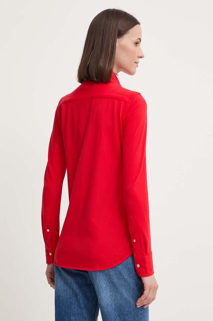 Ρούχα Polo Ralph Lauren πουκάμισο oxford γυναικείο βαμβακερό 211924258 κόκκινο