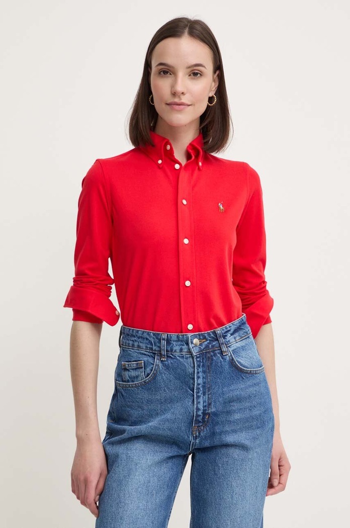 Polo Ralph Lauren πουκάμισο oxford γυναικείο βαμβακερό κόκκινο 211924258