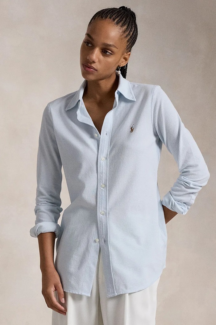 Polo Ralph Lauren oxfordská košile dámská bavlněná hladký modrá 211924258
