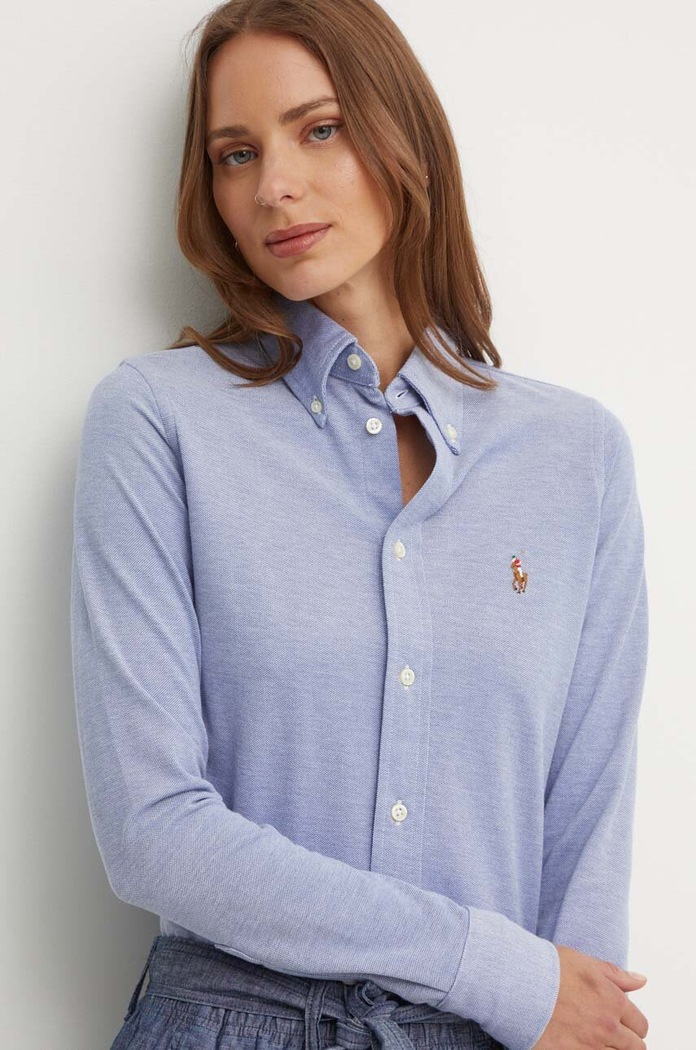 Polo Ralph Lauren πουκάμισο oxford γυναικείο βαμβακερό μπλε 211924258