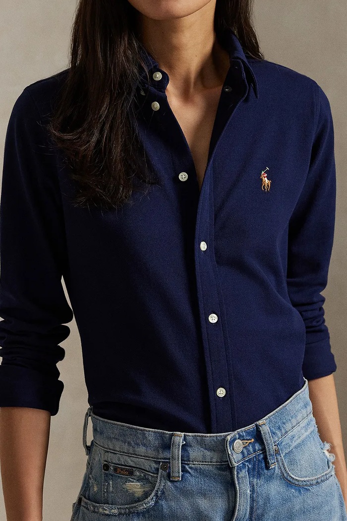 Oxfordská košile dámská bavlněná Polo Ralph Lauren 211924258 námořnická modř