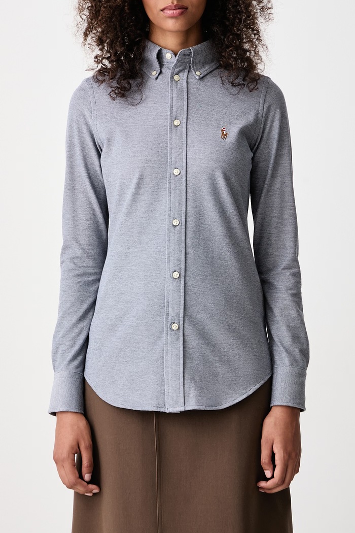 Oxford srajca ženska bombažna Polo Ralph Lauren mornarsko modra 211924258