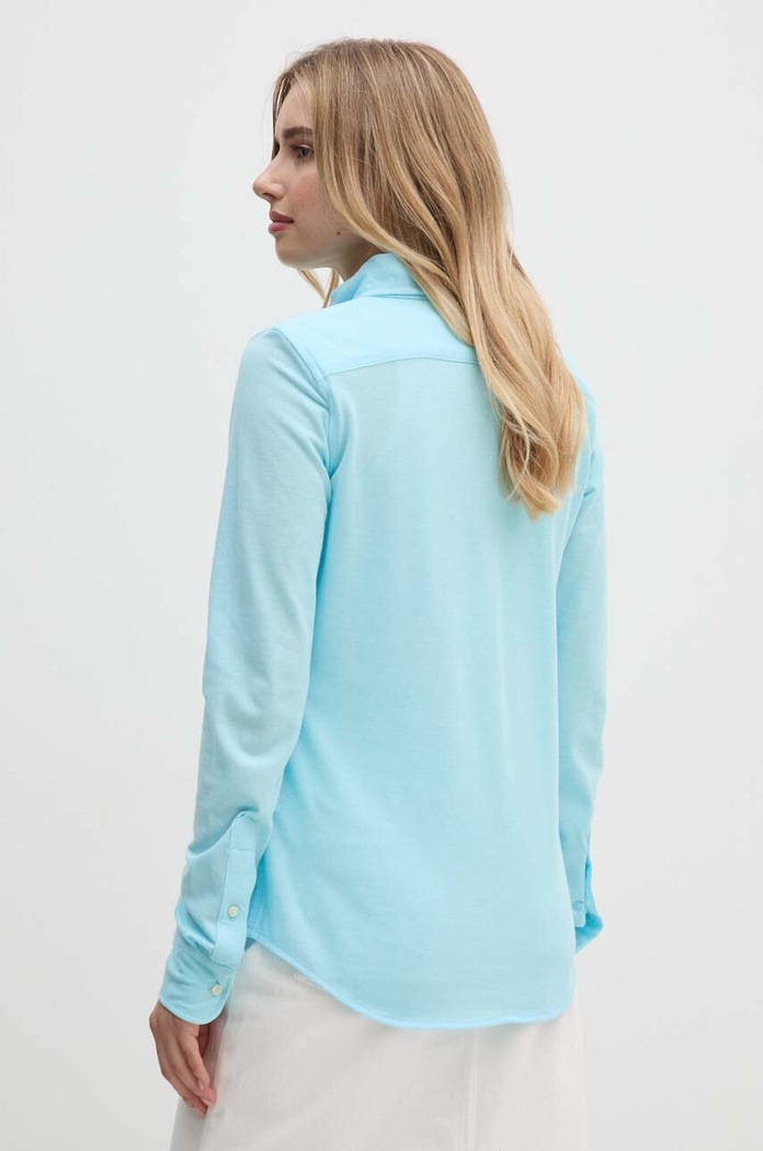 Одежда Polo Ralph Lauren рубашка оксфорд из хлопка для женщин 211924258 бирюзовый