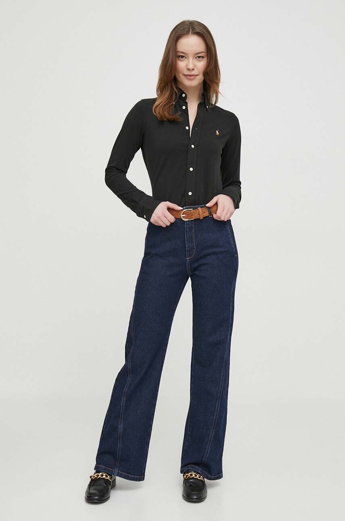 Polo Ralph Lauren koszula oxford damska bawełniana 211924258 czarny SS26