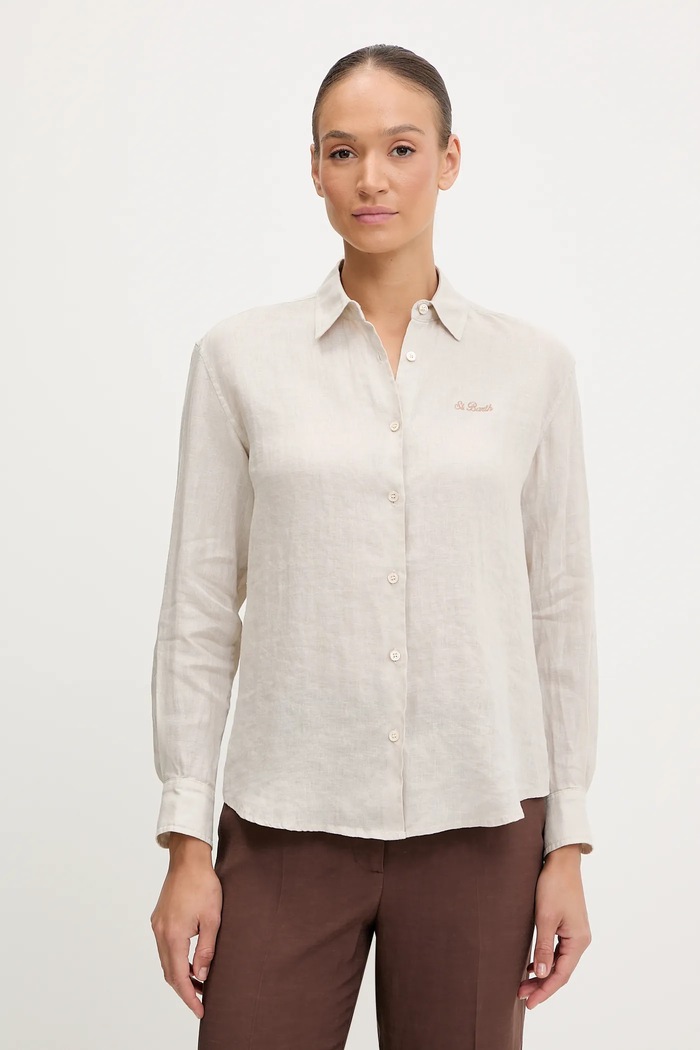 Πουκάμισο από λινό MC2 Saint Barth casual μπεζ MDH001
