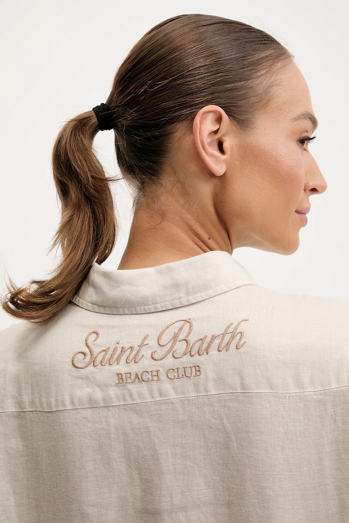 Πουκάμισο από λινό MC2 Saint Barth MDH001 μπεζ