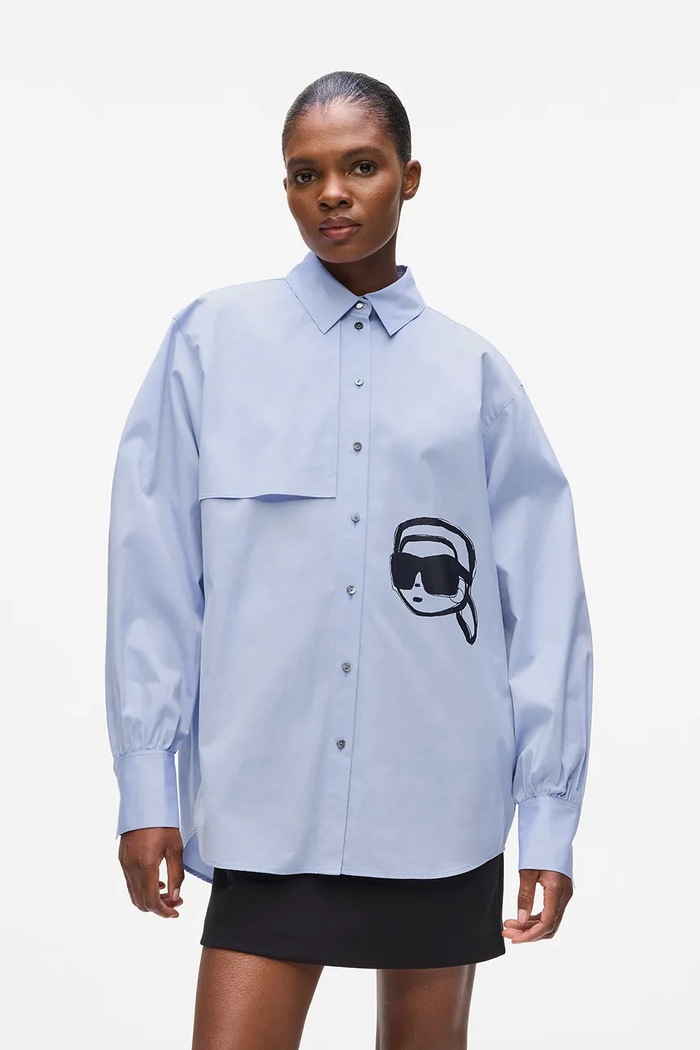Karl Lagerfeld cămașă IKON lung albastru A4W11025