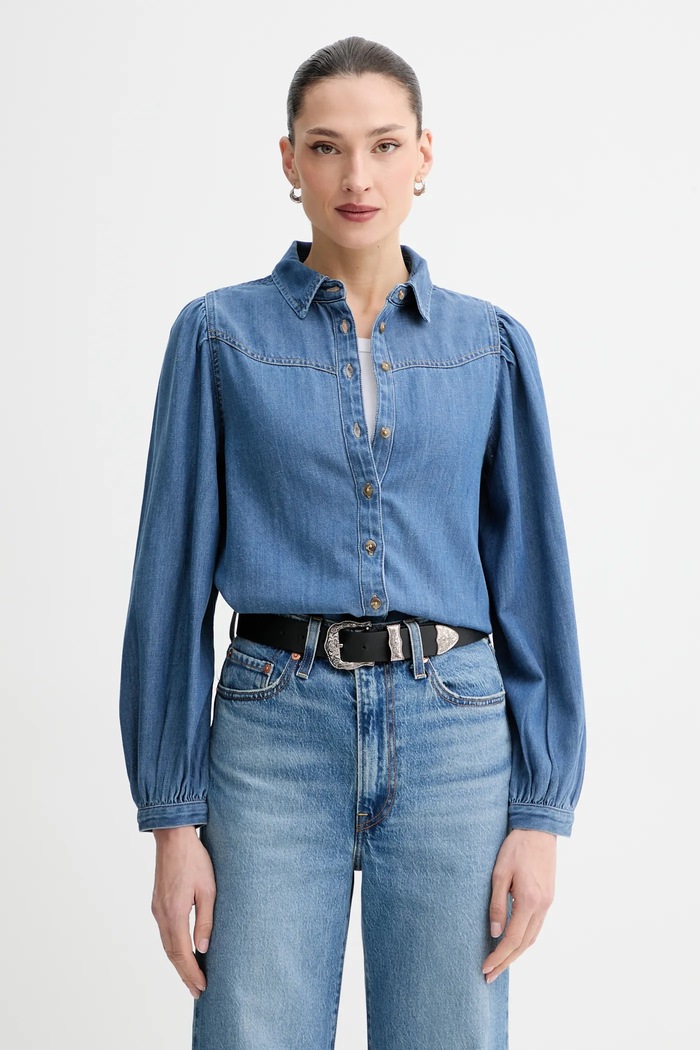 Rifľová košeľa Levi's JOURNEY WESTERN jednofarebný modrá 003P4