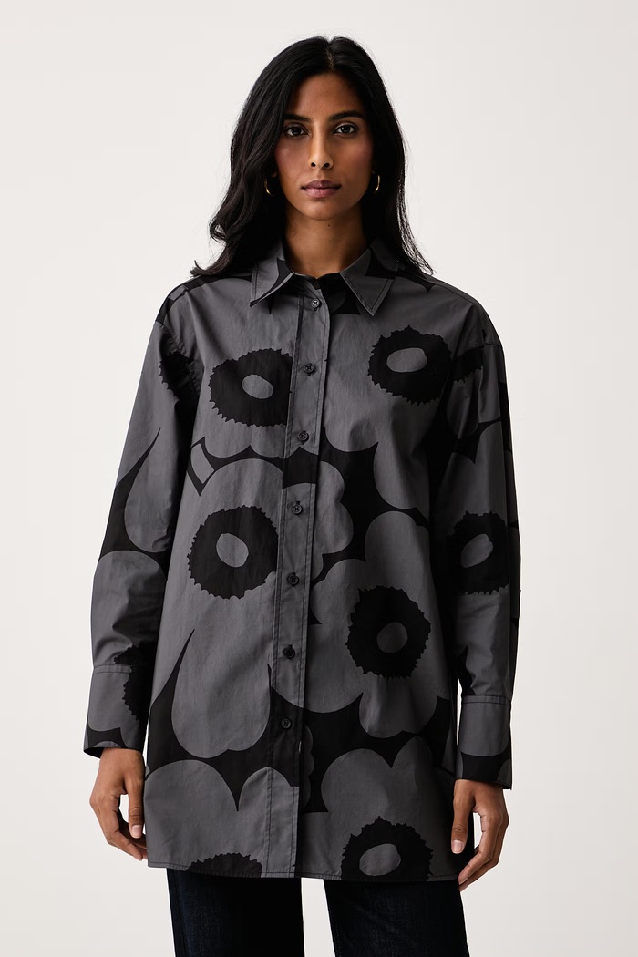 Marimekko Cămașă pentru femei din bumbac negru 094724