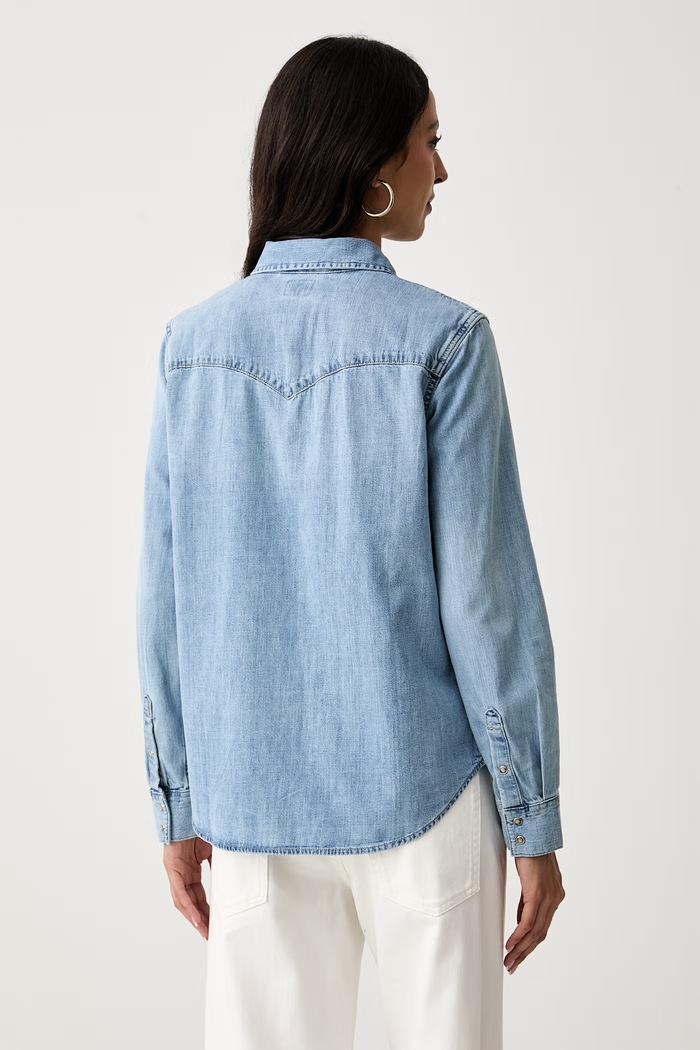 Ρούχα Levi's πουκάμισο γυναικείο ντένιμ HERITAGE WESTERN DENIM 007WT μπλε