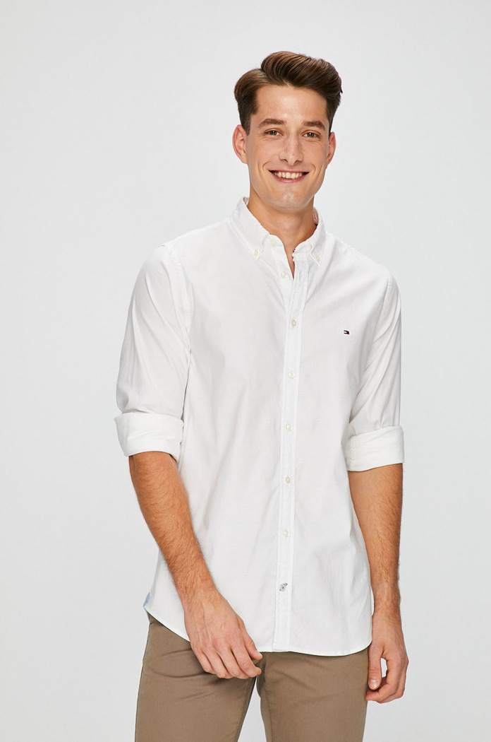 Tommy Hilfiger - Πουκάμισο slim λευκό MW0MW03745