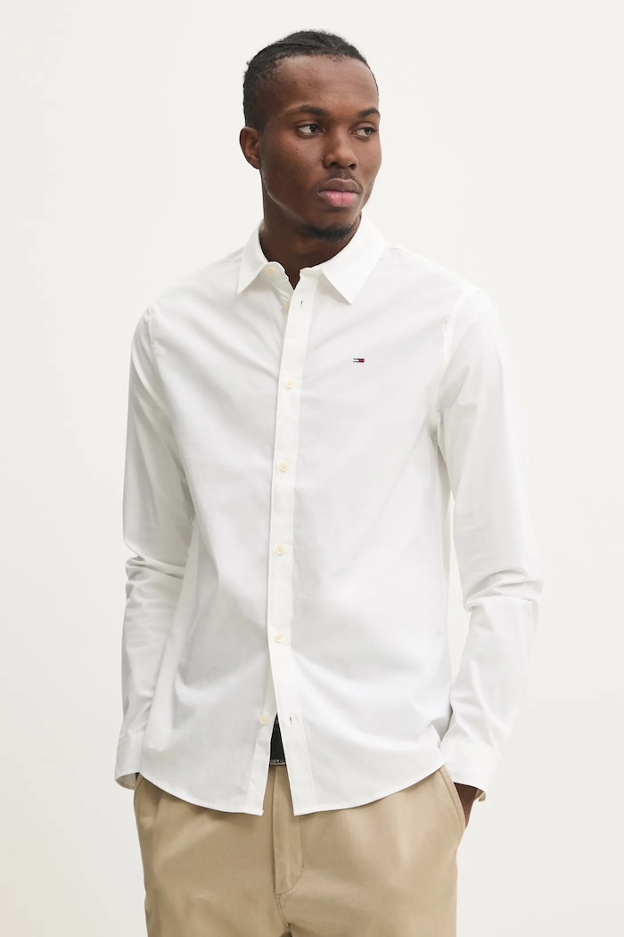 Tommy Jeans pánske bavlnené s elastanom slim biela DM0DM04405