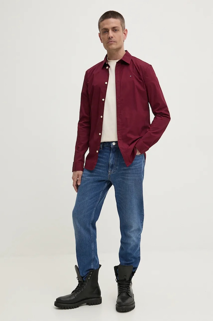 Tommy Jeans za muškarce od pamuka s elastanom DM0DM04405 bordo AA00
