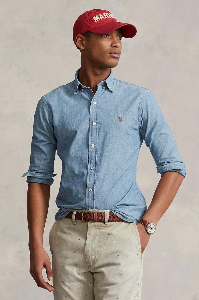 Polo Ralph Lauren - Rifľová košeľa slim modrá 710548538001