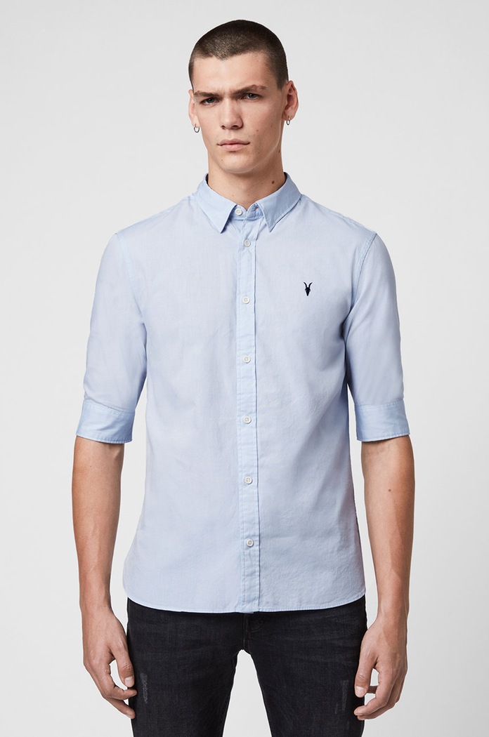 AllSaints – Koszula REDONDO HS SHIRT bawełna niebieski MS121F