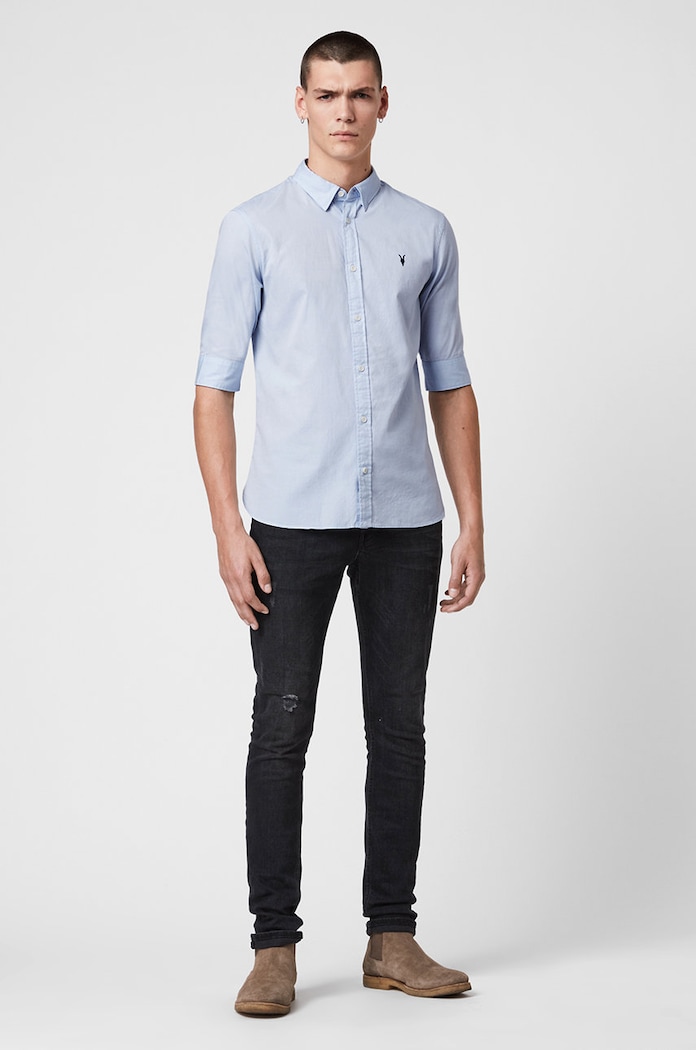 Odzież AllSaints – Koszula REDONDO HS SHIRT MS121F niebieski