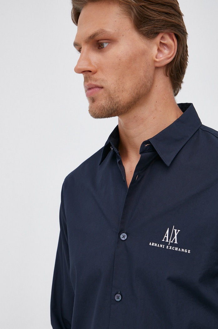 Armani Exchange koszula bawełniana 8NZCP2.ZNBJZ.NOS granatowy