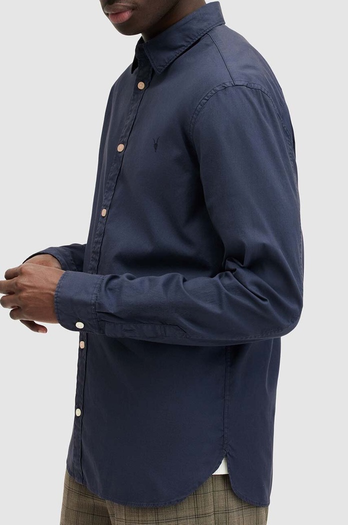 Oblečenie Košeľa AllSaints HAWTHORNE LS SHIRT MS257U tmavomodrá