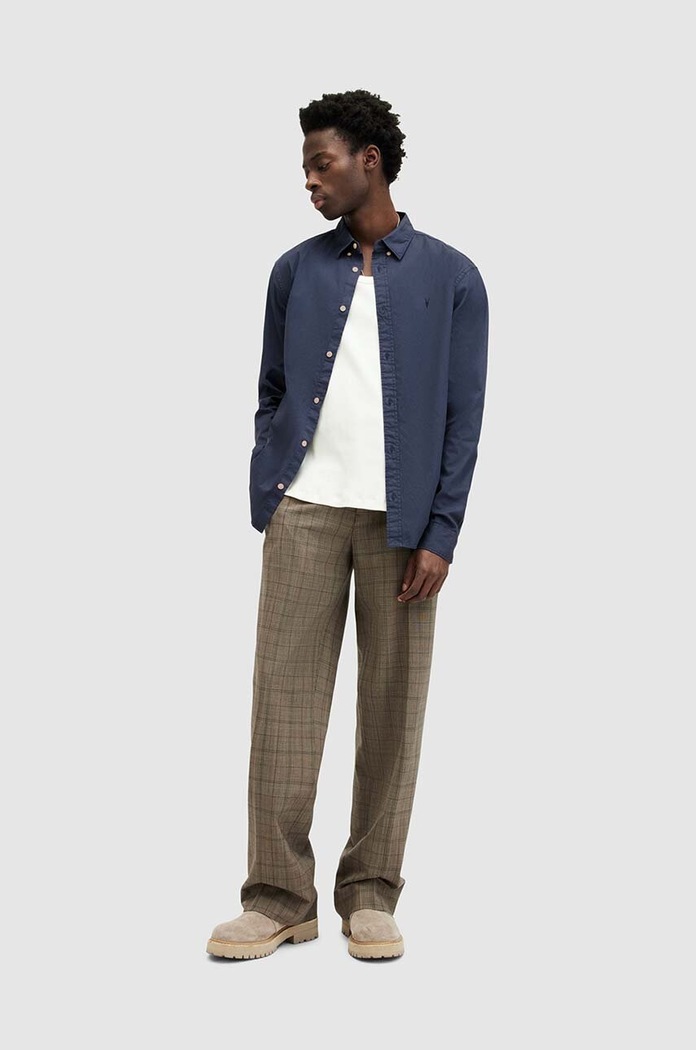 Košeľa AllSaints HAWTHORNE LS SHIRT MS257U tmavomodrá