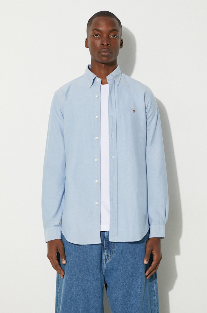 Polo Ralph Lauren camicia in cotone regolare blu 710792041