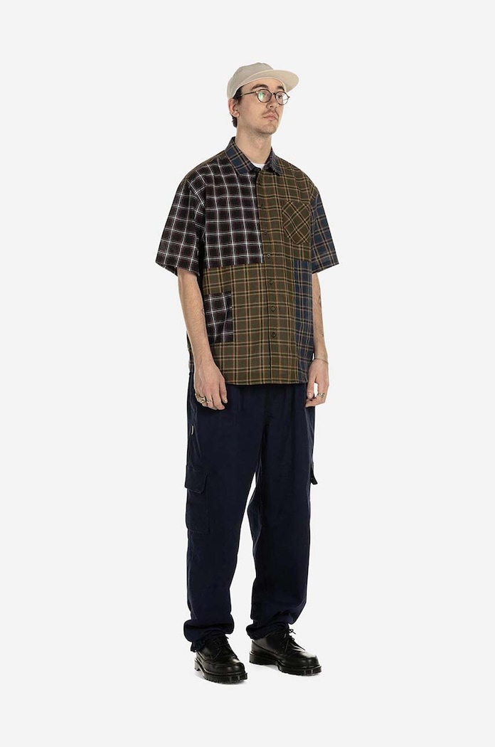 Taikan cămașă din bumbac Patchwork S/S Shirt scurt maro TW0001.OLVPLD